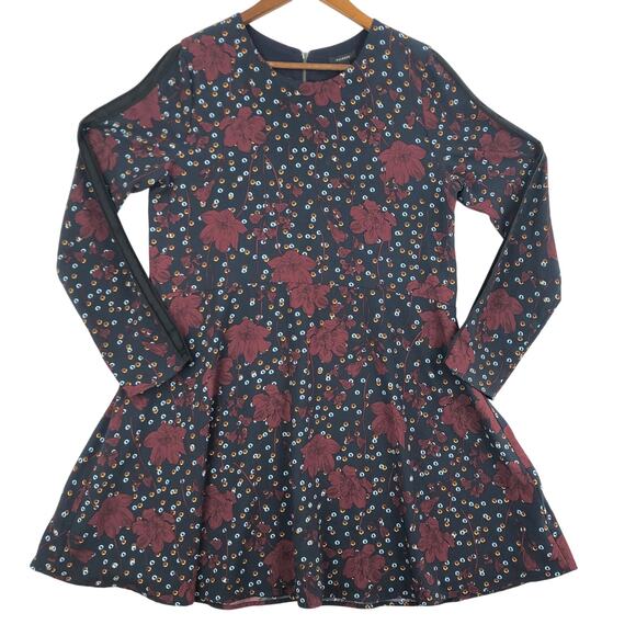 Halogen Women's Long Sleeve Navy/Red Floral Lined Dress Size M EUC - Picture 1 of 10